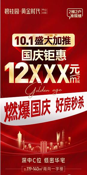 碧桂园黄金时代：火炬‼️国庆钜惠12XXX元 /㎡起‼️