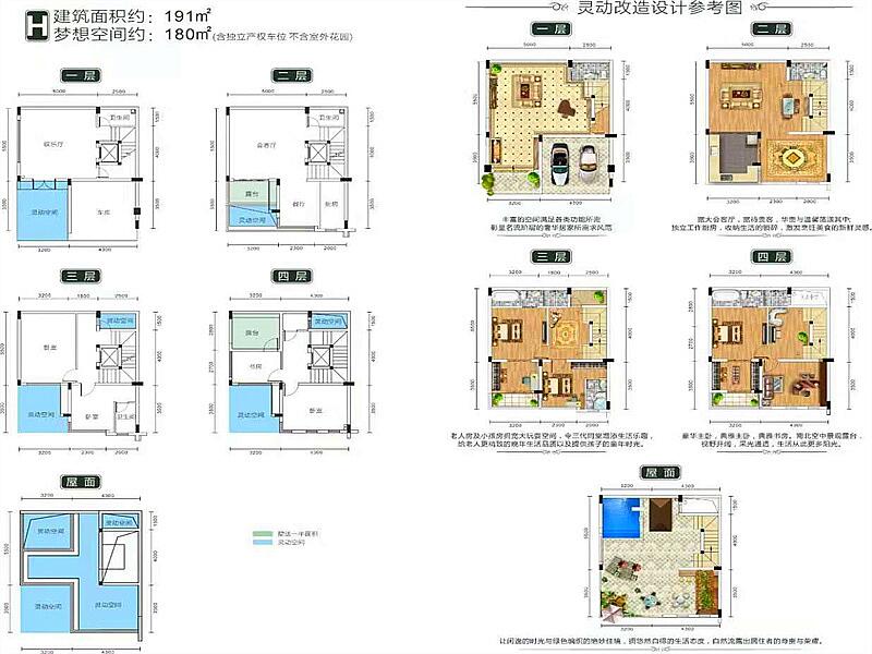 联排建筑面积190m² 占地面积约180m²卫