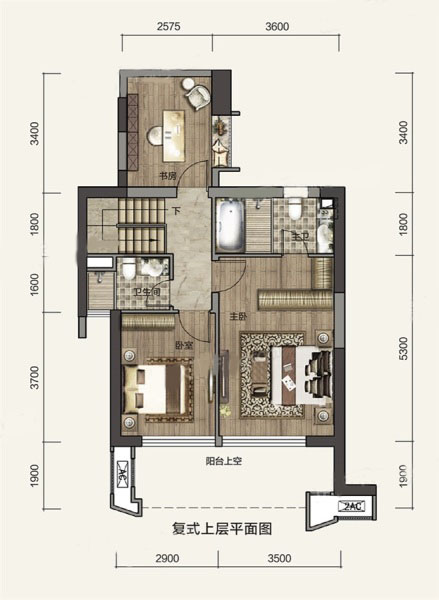 D3户型上层 4房2厅3卫1厨 建面：132㎡