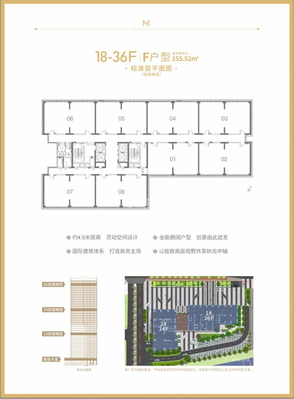 F户型 8厅1卫 建面155.52㎡