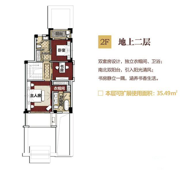 别墅E户型地上二层 5室3厅4卫1厨 建筑面积：178.53