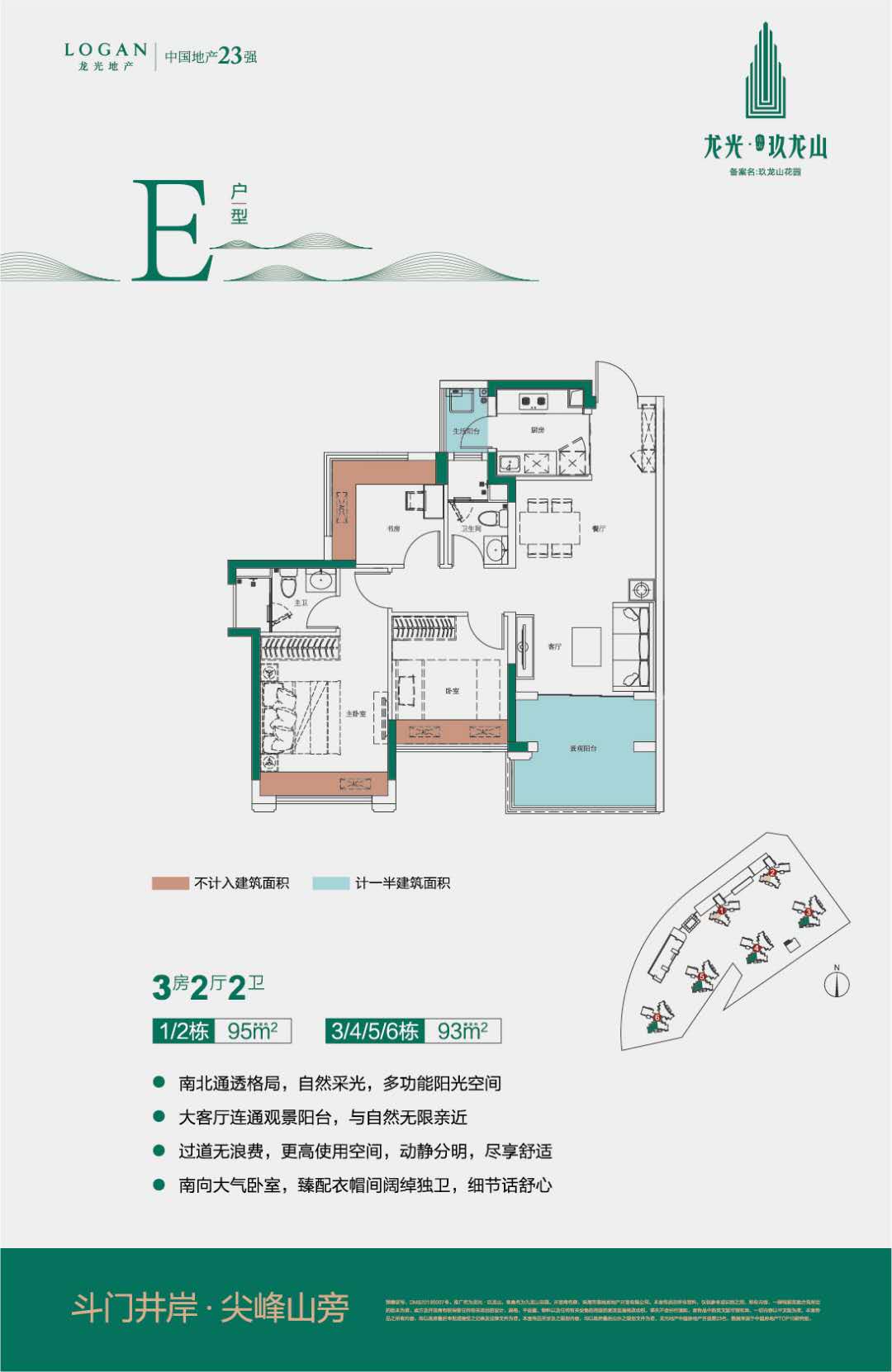 E户型-3室2厅2卫-建面95㎡