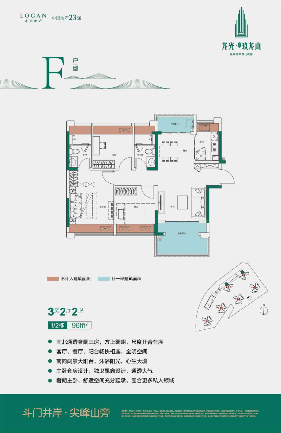 F户型-3室2厅2卫-建面96㎡