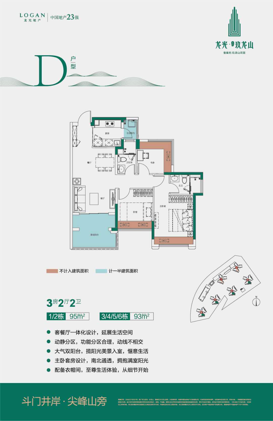 D户型-3室2厅2卫-建面95㎡