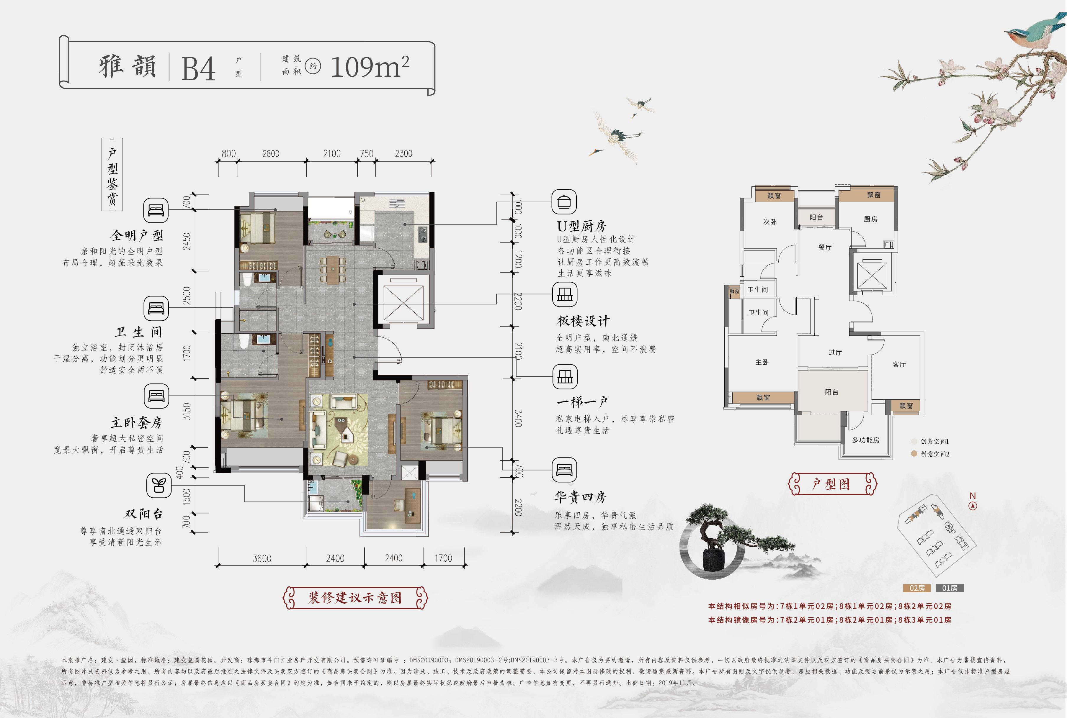 B4户型-4室2厅2卫-建面109.0㎡