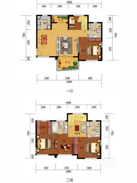 10、12-13、16栋复式C2-Y3户型，4室3厅3卫，建