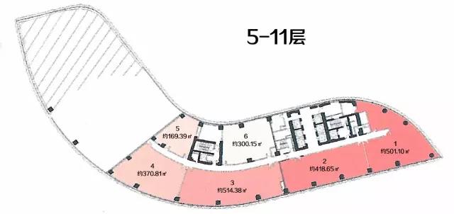 5-11层户型 建面约514㎡