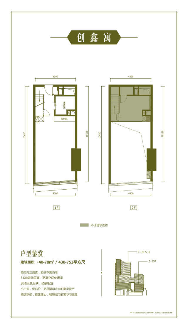 创鑫寓户型，建面40-70㎡